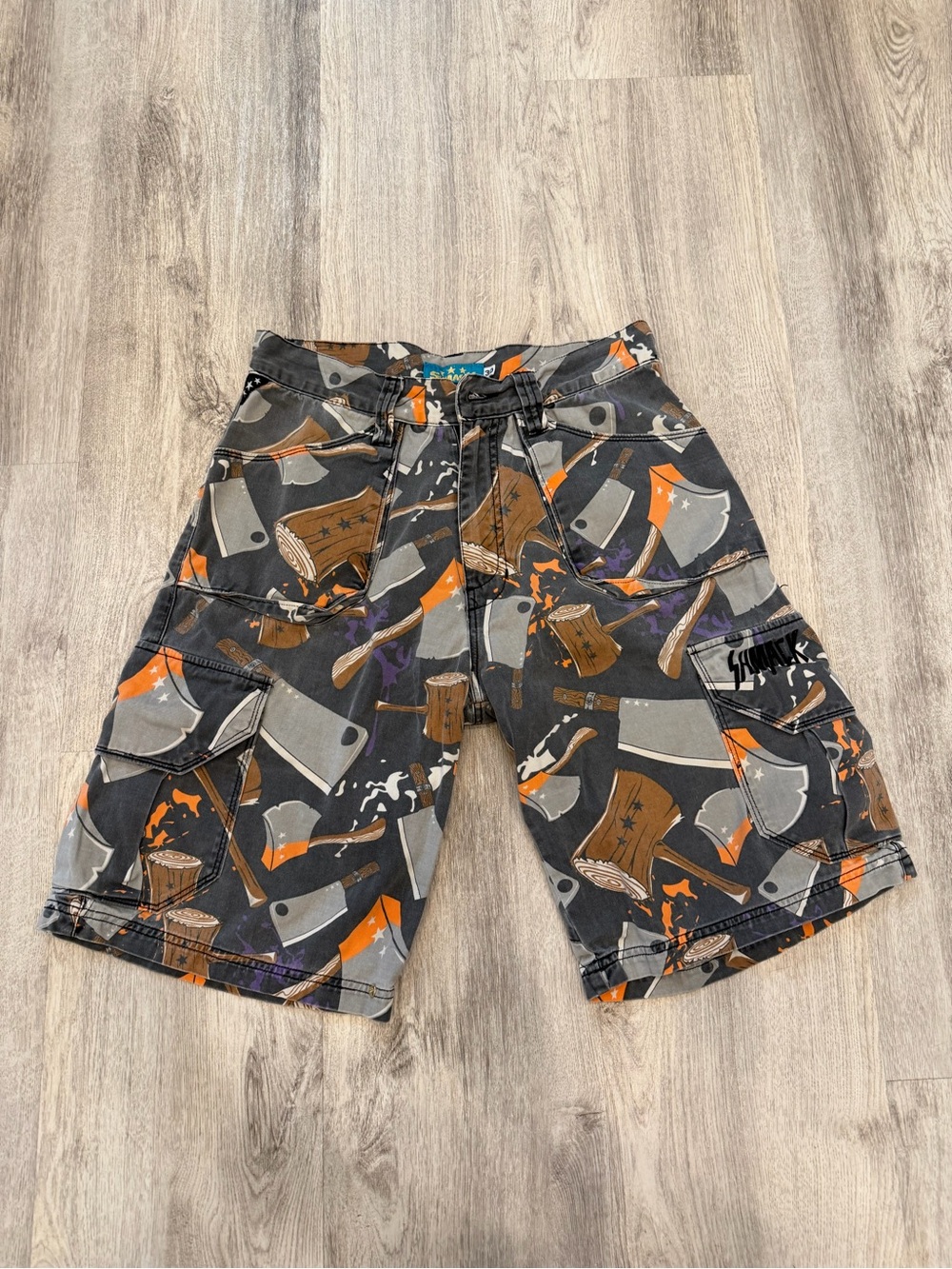 Shmack Size 30 Graphic Cargo Shorts Y2K Streetwear Skater